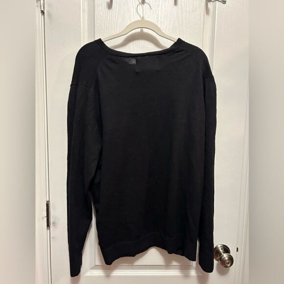 Eddie Bauer Men's Cotton Cashmere Sweater XL black v neck - Picture 2 of 11